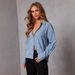 Women's Rhinestone Embellished Denim Shirt - Casual Polo Collar Button-Down Top For Streetwear & Everyday Wear_ecoleips.com