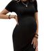 Women's Clothing Maternity Jumpsuit Slit Autumn Elastic Slim Short Sleeve Commuting Simple And Comfortable Outer Wear_ecoleips.com