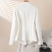 Plus-size Women's Patchwork Collarless Blazer, Short Style For Petite Women, Waist-cinching, Unique Design, New_ecoleips.com