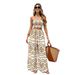 Summer Bohemian Print Two Piece Set Bandeau Top And Wide Leg Pants Women's Style Hot Selling_ecoleips.com