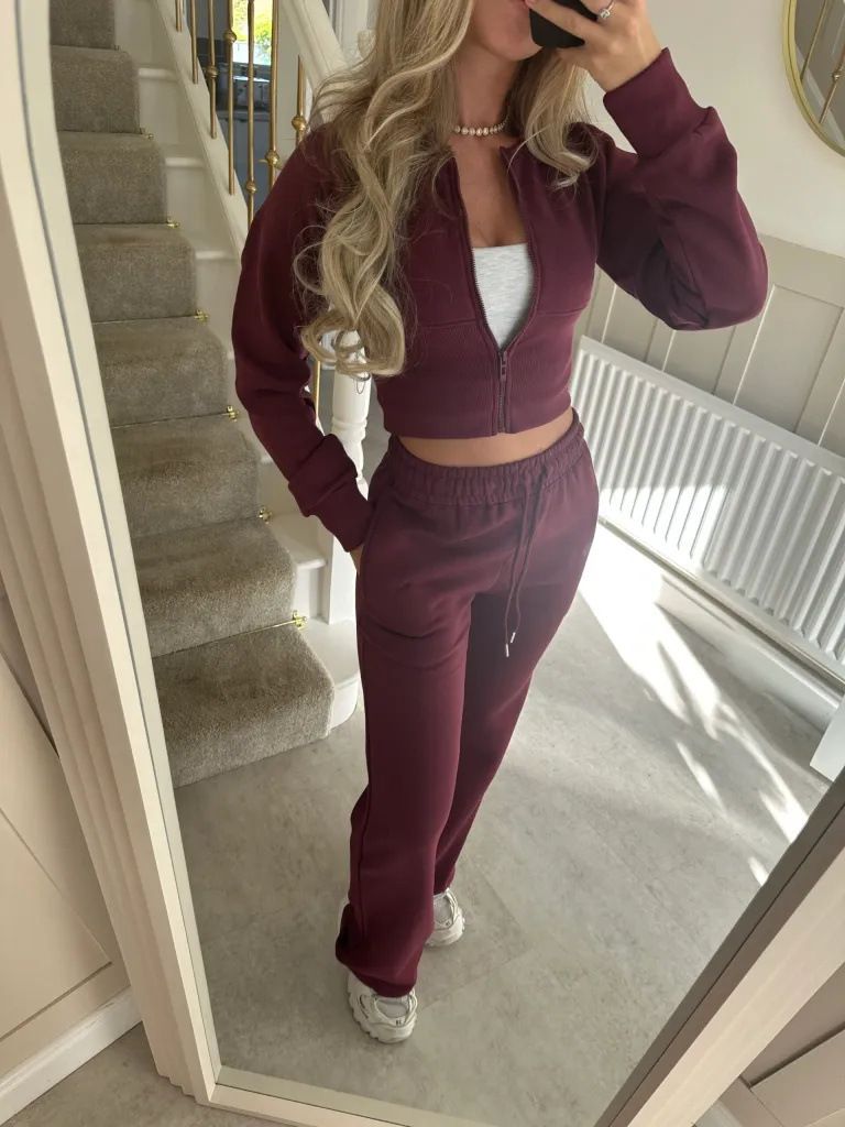 Women's Autumn Winter Fashion Casual Solid Color Zipper Cardigan And Straight Pants Set European American Style Suit_ecoleips.com
