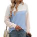 2025 Autumn/Winter New Round Neck Twist Bar Color Block Long Sleeve Loose T-shirt For Women_ecoleips.com