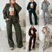 Women's Clothing New Fashion Casual Suit Solid Color Long Sleeved Sweatshirt Zipper Trousers Two Piece Suit_ecoleips.com