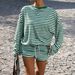 DiYun European American Casual Style Simple Long-sleeve T-shirt And Shorts Two-piece Set Women's Clothing 2026 Summer_ecoleips.com
