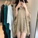 Women's Pure Hollow out Knit Top with Tie Waist Loose Fit Mid-Length Niche Style Summer Alluring Cover up_ecoleips.com