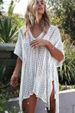 Vacation Swimwear Hollowed Out V Neck Loose Bikini Cover Up Knitted Beach Sun Protection Dress Multiple Colors Available_ecoleips.com