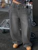 "Distressed Wide-Leg Denim Jeans – Extra Long & Loose Fit (Bluish/Black/Light Gray, XS-XXL)"_ecoleips.com