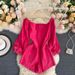 Women's Clothing Fashionable Outfit White Rose Red Jumpsuit Autumn Retro Single Breasted Slim Short Jeans Trend_ecoleips.com