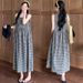 Autumn New Korean Fashion Cardigan + Plaid Vest 2-Piece Set Maternity Dress_ecoleips.com
