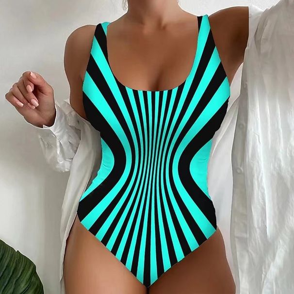 Aria Basics Women's Swimsuit 2026 Summer New Popular European And American Sexy Strap One-piece Striped Quick-dry Swimwear_ecoleips.com