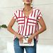 Women's Relaxed V-Neck Striped Shirt Casual Loose Fit Blouse with Pocket Trendy And Comfortable Blue Beige Red Green_ecoleips.com