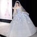 Blue Floral Strapless Evening Gown French Style Niche Emcee Banquet Dress Elegant Subtly Luxurious Princess Dress for Women_ecoleips.com