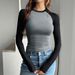 Cross-border European And American Y2K Sexy Color-blocking Long-sleeve T-shirt, Women's Clothing, 2025 Spring/summer_ecoleips.com
