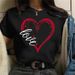 Women's Tops Wholesale, Heart-shaped Casual Letter Print Simple Fashion Women's T-shirts Wholesale_ecoleips.com