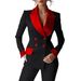 Contemporary Two-Tone Women's Suit Set - Blazer & Trousers For Office & Evening (S-Xxl) Global Fit Standards_ecoleips.com
