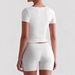 Summer Women's U Neck T-Shirt Simple Casual Versatile Fashionable Pullover Slim Fit Short Sleeve New Style_ecoleips.com