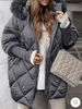 Women's Winter Hooded Coat With Detachable Rabbit Fur Collar – Stylish Long Sleeve Jacket For Casual & Outfit (White, Beige, Gray, Black, XS-XXXL)_ecoleips.com