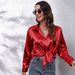 Satin-Like Long Sleeve Shirt – Polyester Blend Button-Down Blouse For Work & Evening (18 Colors, S-2xl)_ecoleips.com