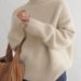 Women's Oversized High Neck Sweater, Soft Acrylic Knit Pullover, Loose Fit Casual Turtleneck Top For Autumn Winter, Cozy Lazy Style, Solid Color_ecoleips.com