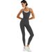 Women’s Clothing Solid Color Tight Letter Chapter Round Neck Long Sleeved Short Top High Waist Skinny Pants Sports Yoga Two Piece Suit_ecoleips.com