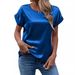 Women's Satin Short Sleeve Blouse – Breathable & Comfortable Round Neck T-Shirt, Loose Fit Casual Top For Work & Daily Wear (Multiple Colors & Sizes)_ecoleips.com