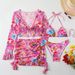 Voya 2026 New European And American Foreign Trade Four-Piece Set, Mesh Print Beach Vacation Long-Sleeve Sun Protection_ecoleips.com