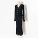 Women's Clothing Autumn And Winter Style Lady Temperament Slim V Neck Ruffled Long Sleeves Mid Length Knitted Fishtail Dress_ecoleips.com
