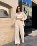 Women's Solid Color Lapel Long Sleeve Shirt And Pants Two Piece Set European American Style Casual Autumn Top_ecoleips.com
