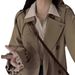2024 New Spring And Autumn British Style High-End Trench Coat For Women, Mid-Length, Petite, Trendy Khaki Overcoat_ecoleips.com