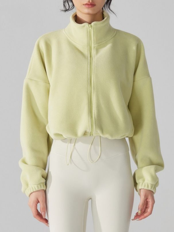 K Sports Jacket, Women's Long Sleeves With Plush And Thick Windproof Yoga Running Clothes, Hoodie_ecoleips.com