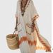 Women's 3D Digital Print Kaftan Long Dress V Neck Three Quarter Sleeve Long Patch Pocket_ecoleips.com