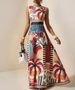 European American Women's Summer Printed Bohemian Dress Sleeveless Long New Style_ecoleips.com