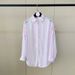 Women's Striped Loose Fitting Long Sleeved Shirt Pink Tie Waist Design Fashionable Casual Top_ecoleips.com
