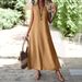 Elegant V-Neck Sleeveless Maxi Dress For Women - A-Line Flowy Long Dress In Solid Colors (Black, Khaki, Wine, Sky Blue, Beige)_ecoleips.com