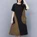 Summer Women's Casual Round Neck Short Sleeve Loose Dress Versatile Mid Length A-Line Dress Fashionable Plus Size Dress_ecoleips.com