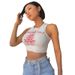 Women's Slim Fit Racerback Tank Top round Neck Slightly Sheer Summer European American Style with Letter Architectural Print_ecoleips.com