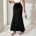 WG219 European Bestseller Summer New Solid Color High-Waisted Ruffled Elegant Slim Fit Fishtail Long Skirt_ecoleips.com