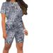 Women's Printed Sportswear Set Short Sleeved Round Neck Casual Two Piece Energetic Autumn Winter Shorts_ecoleips.com