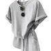 Women's Printed Casual Sports Running Suit Two Piece Set Short Sleeves Loose Fashionable Reducing Age Shorts for Summer_ecoleips.com