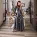 Women's Bohemian Style Printed Dress V-Neck High Waist Bell Sleeves Long Floral Print for Resort European American Fashion_ecoleips.com