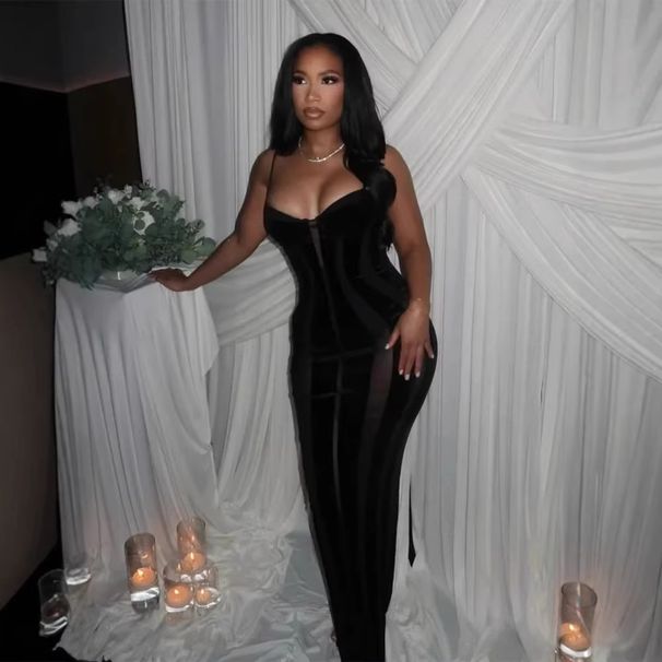 Women's Sexy Sheer Mesh Slim Fit Halter Bodycon Maxi Dress – Black Elegant Party Evening Gown_ecoleips.com