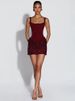 Mozision Sparkle Ruched Sexy Mini Dress Women Elegant Glitter Square Collar Sleeveless Backless High Waist Club Party Dresses_ecoleips.com