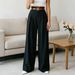 Women's High-End Belted Straight Leg Trousers Solid Color Casual Wide Leg Long Trousers_ecoleips.com