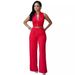 Women's Clothing Sexy Stand Collar Women's Jumpsuit Independent Standing Single Breasted High Waist Hip Wide Leg Pants With Belt_ecoleips.com
