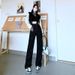 High Waisted Straight Leg Jeans White Women's Wide Leg Floor Length Pants Versatile Unique Style Spring Autumn Design_ecoleips.com