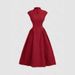 Elegant Red Midi Dress For Women, Modern Cheongsam Inspired A-Line Dress, High Waist Sleeveless Cocktail Party Dress, Valentine's Day Date Night Dress_ecoleips.com