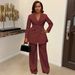 K3733 Women's Elegant Commuter Two Piece Suit European American Style Waist Lapel Suit Trousers for Summer Regular Size_ecoleips.com