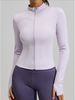 K Solid Color Basic Yoga Suit Jacket, Nude Feeling, Tight Fitting, Breathable Stand Up Collar, Sports And Fitness Top For Women_ecoleips.com