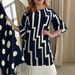 Women's Clothing Temperament Round Neck Striped Splicing Pleated Dress_ecoleips.com