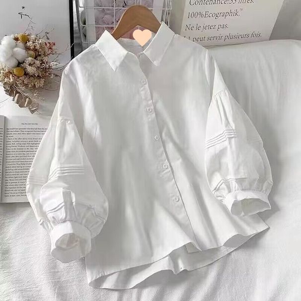 Spring And Wom's Clothing 2025 New Bubble Sleeve Shirt Wom, Winter Design, Unique Early Autumn Blouse For Petite_ecoleips.com